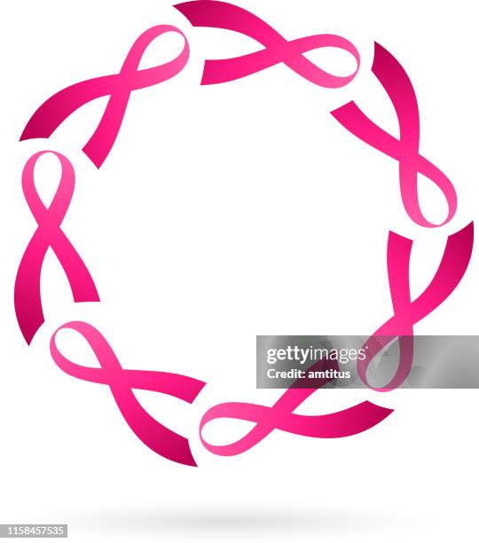 pink ribbon wreath - cancer ribbon stock illustrations