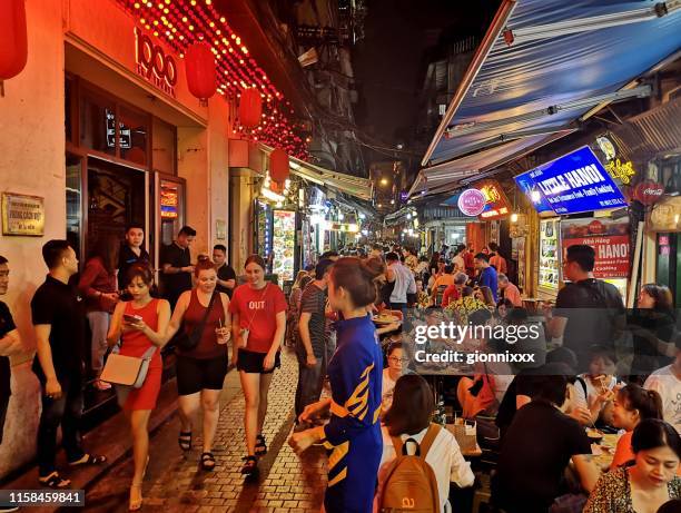 bar street in hanoi, vietnam - hanoi bar stock pictures, royalty-free photos & images