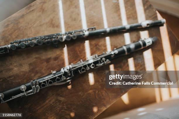flute and clarinet - flute musical instrument stock pictures, royalty-free photos & images