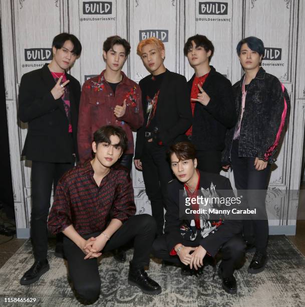Yugyeom, Mark Tuan, BamBam, JB, Ars Jinyoung, and Jackson Wang of GOT7 attend Build Series to discuss their upcoming tour at Build Studio on June 26,...