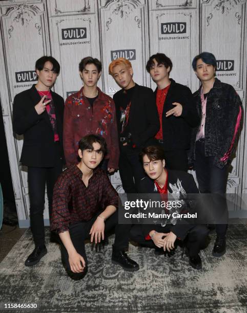 Yugyeom, Mark Tuan, BamBam, JB, Ars Jinyoung, and Jackson Wang of GOT7 attend Build Series to discuss their upcoming tour at Build Studio on June 26,...