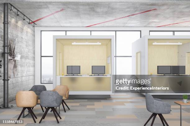 modern business office interior - cubicle wall stock pictures, royalty-free photos & images