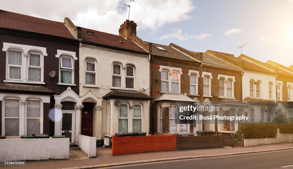 Rowhouses in the district of Stratford, in the East End of London, Borough of Newham. London, UK