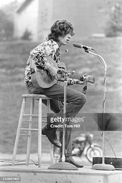 Acoustic blues player John Paul Hammond performs at the University of Georgia's Legion Field on June 26, 1972 in Athens, Georgia, United States.
