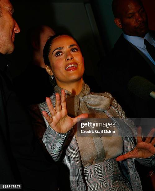Actress Salma Hayek attends the PUMA Unveiling of PUMA Ocean Racing Boat on May 12, 2008 at the Institute of Contemporary Art in Boston,...