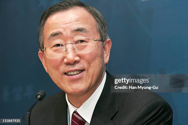 United Nations Secretary General-designate Ban Ki-Moon speaks at the Foreign Ministry in Seoul, South Korea, December 26, 2006. Ban will hold talks...