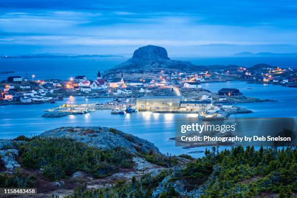 town of fogo on fogo island newfoundland canada at twilight - fogo photos et images de collection