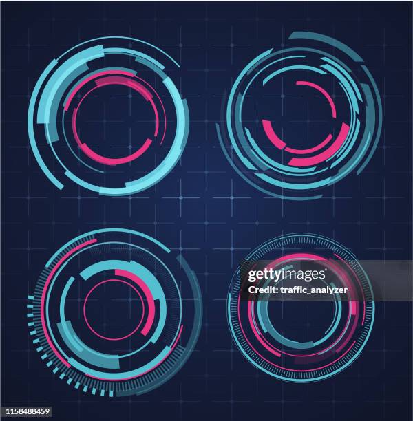 stockillustraties, clipart, cartoons en iconen met hud-technische achtergrond - digital circle