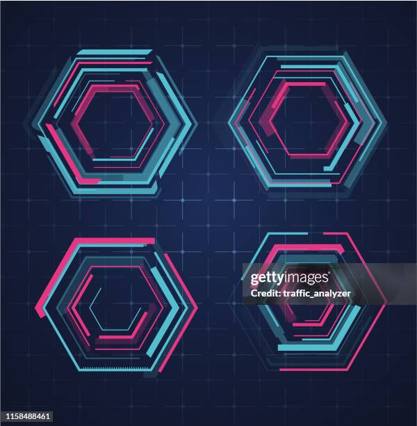 hud - technical background - hexagon pattern stock illustrations