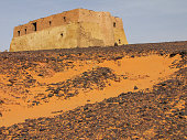 The so-called Throne Hall building, part of the archeological remains of the deserted town of Old Dongola, in the Nubian desert, in northern Sudan.