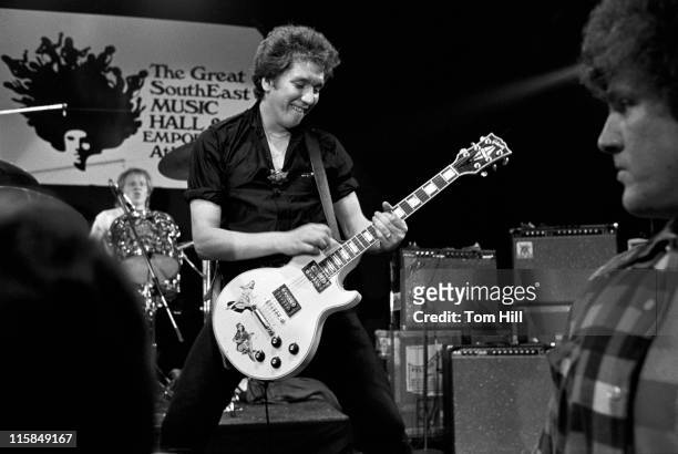 Drummer Paul Cook and guitarist Steve Jones of the Sex Pistols perform in their first North American concert at The Great Southeast Music Hall on...