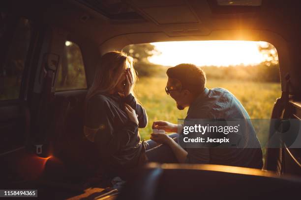 can i have the honor of loving you forever - married car stock pictures, royalty-free photos & images