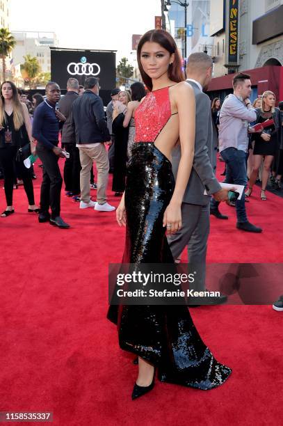 Zendaya attends the World Premiere of ‘Spider-Man: Far From Home’ hosted by Audi at the TCL Chinese Theatre on June 26, 2019 in Hollywood,...