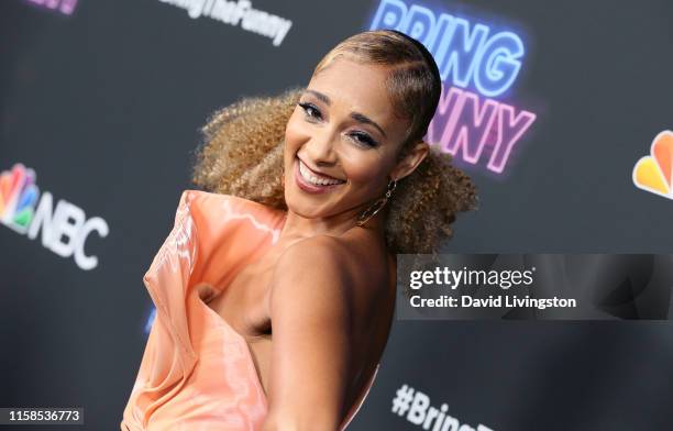 Amanda Seales attends the premiere of NBC's "Bring The Funny" at Rockwell Table & Stage on June 26, 2019 in Los Angeles, California.