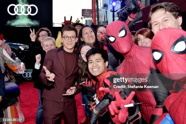 Tom Holland attends the World Premiere of ‘Spider-Man: Far From Home’ hosted by Audi at the TCL Chinese Theatre on June 26, 2019 in Hollywood,...