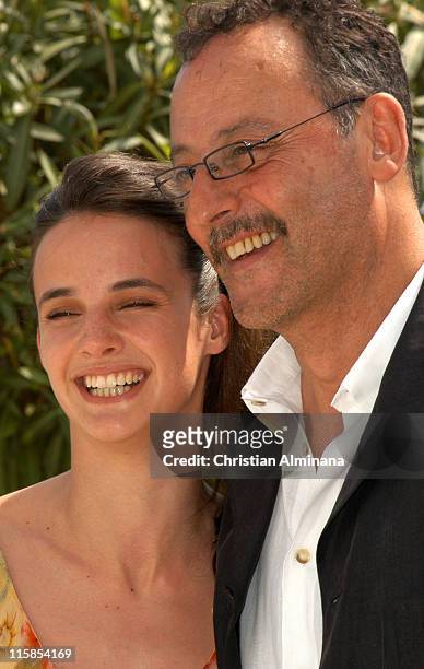 Jennifer Decker and Jean Reno during 2005 Cannes Fim Festival - "Flyboys" Photocall at Hotel Martinez in Cannes, France.