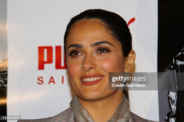 Actress Salma Hayek attends the PUMA Unveiling of PUMA Ocean Racing Boat on May 12, 2008 at the Institute of Contemporary Art in Boston,...