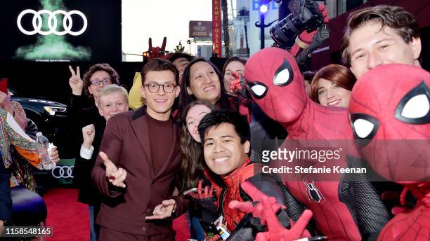 Tom Holland attends the World Premiere of ‘Spider-Man: Far From Home’ hosted by Audi at the TCL Chinese Theatre on June 26, 2019 in Hollywood,...