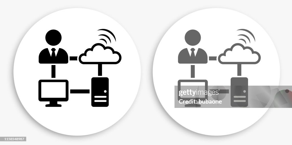 Computer Networking Black and White Round Icon