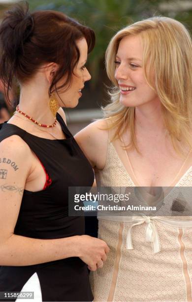 Fairuza Balk and Sarah Polley during 2005 Cannes Film Festival - "Don't Come Knocking" Photocall at Terrasse Riviera in Cannes, France.