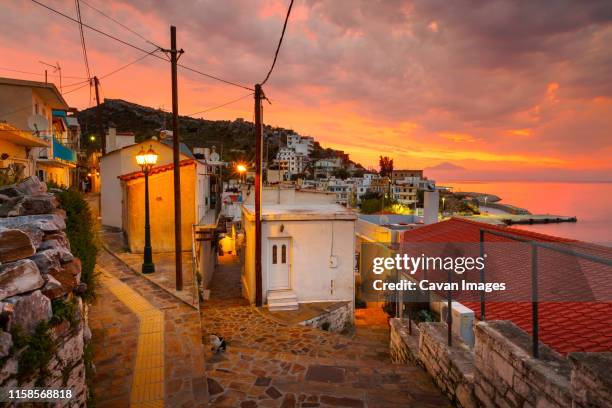 agios kirikos village on ikaria island in greece. - insel ikaria stock-fotos und bilder