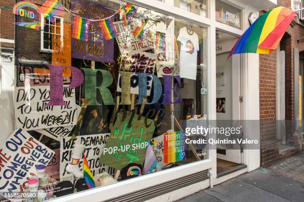 The Stonewall Inn, a pop up store at 53a Neil Street celebrates Pride Jubilee, marking 50 years of activism since the 1969' Stonewall Riot, on June...