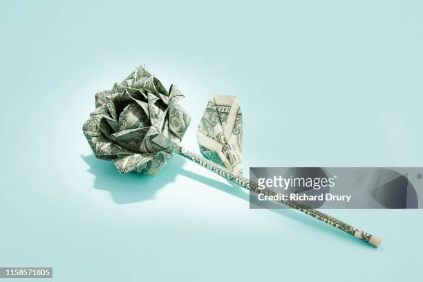 origami dollar flower - origami flower stock pictures, royalty-free photos & images
