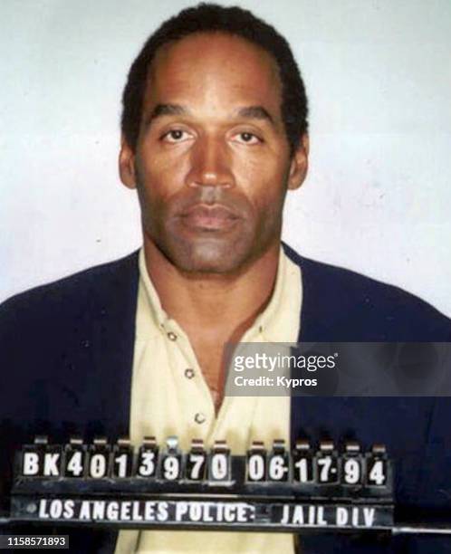 In this handout, American football running back, broadcaster, actor, and advertising spokesman OJ Simpson in a mug shot following his arrest in Los...