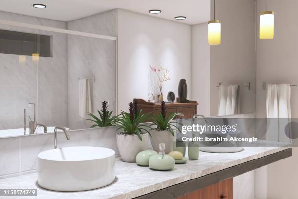 moderne badkamer - domestic bathroom stockfoto's en -beelden