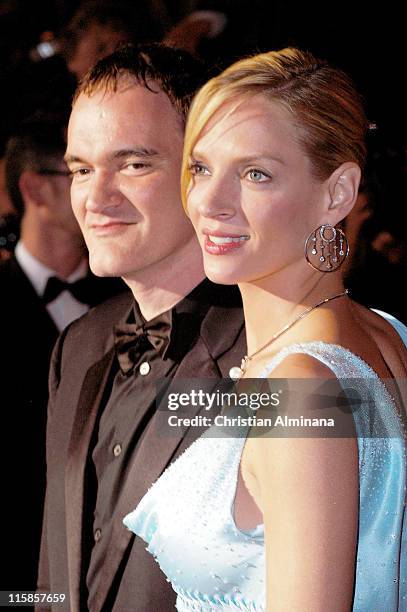 Quentin Tarantino and Uma Thurman during 2004 Cannes Film Festival - "Kill Bill Vol. 2" - Premiere at Palais Du Festival in Cannes, France.