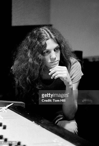 Lynyrd Skynyrd guitarist Allen Collins is photographed while working on "Pronounced Lynyrd Skynyrd" in the control room at Studio I on May 6, 1973 in...