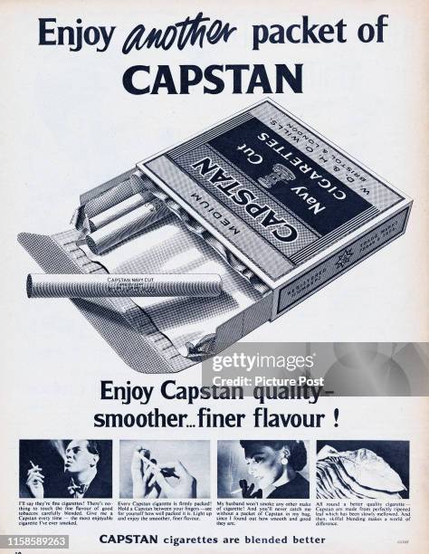 Advertisement for Capstan Navy Cut Cigarettes with the caption 'Enjoy another packet of CAPSTAN'. Original Publication: Picture Post Ad - Vol 71 No...