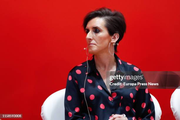 The director of the foundation ‘Solidaridad Carrefour’, María Cid, is seen during the act organised by ‘Inserta Empleo’ in the Once Foundation...