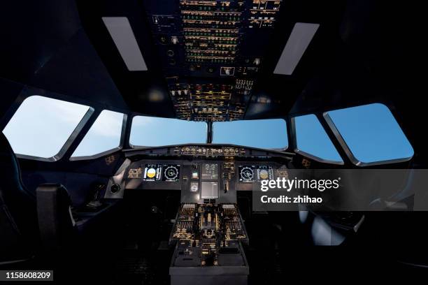 internal control part of the aircraft cockpit - cockpit stock pictures, royalty-free photos & images