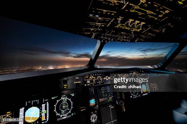 internal control part of the aircraft cockpit - aerospace foto e immagini stock