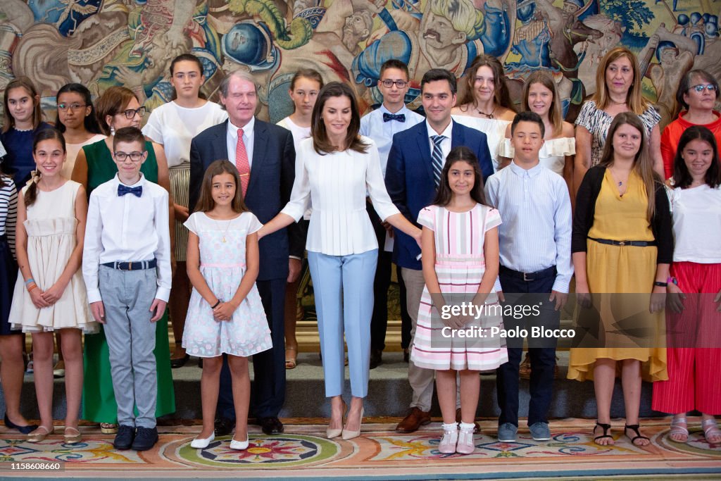 Queen Letizia Of Spain Attends Several Audiences At Zarzuela Palace
