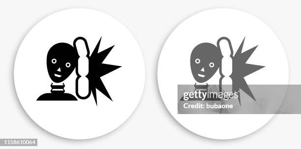 airbag test black and white round icon - crash dummy stock illustrations