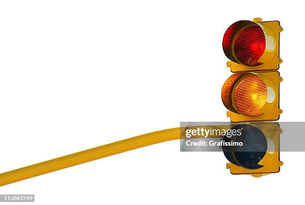 traffic lights red-orange with path - yellow stop light stock pictures, royalty-free photos & images