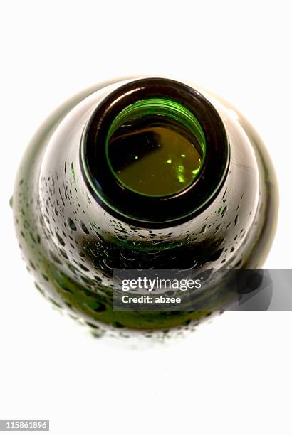 open top of beer bottle, close up - beer bottle stock pictures, royalty-free photos & images