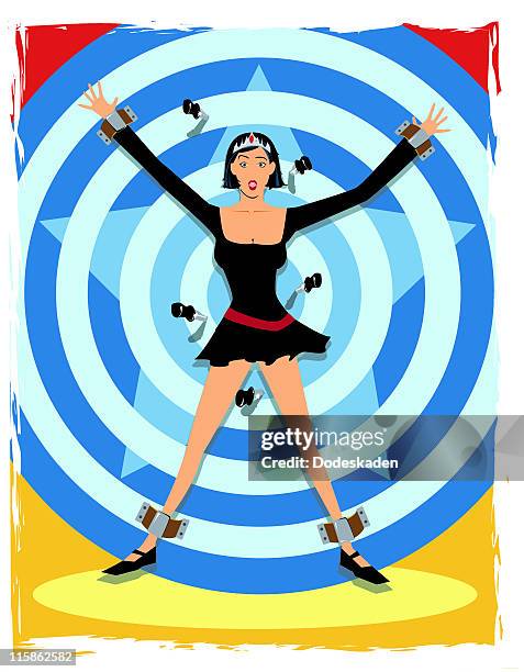 circus knife thrower - great performance stock illustrations