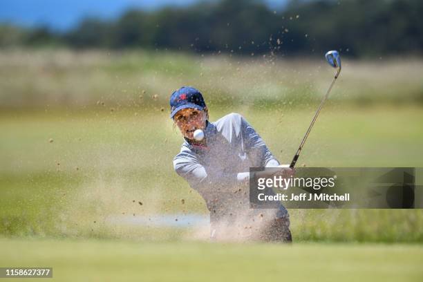 Lady golfer plays at Muirfield Golf Club on June 27, 2019 in Gullane,Scotland. The Honourable Company of Edinburgh Golfers, which has its home at...