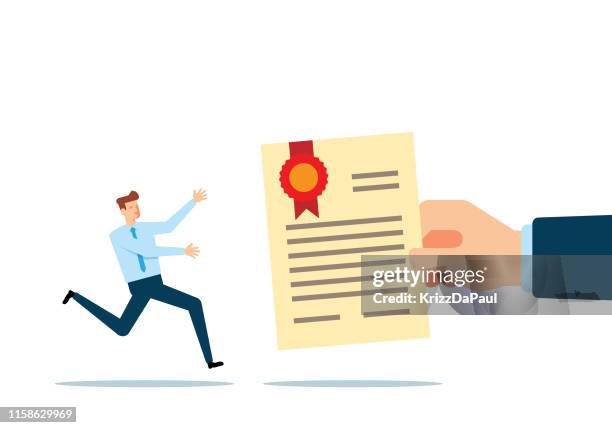 giving certificate - receiving certificate stock illustrations