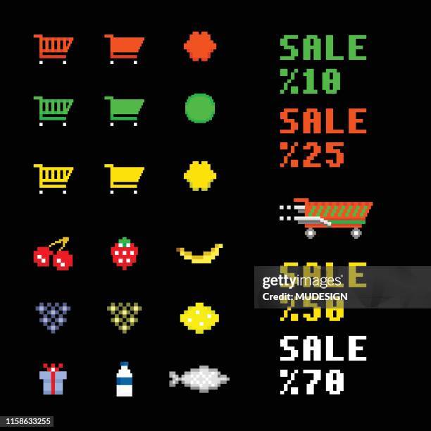 pixel shopping icon - beauty store stock illustrations