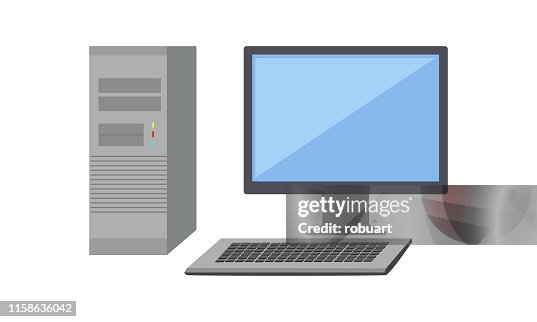 Computer Monitor With Computer System Unit High-Res Vector Graphic ...