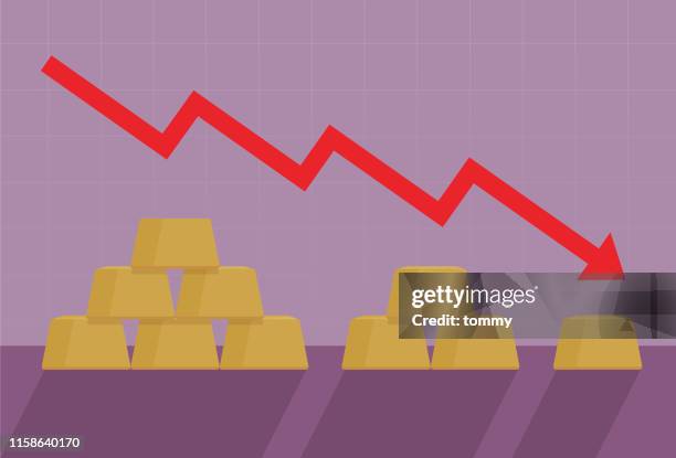 gold bars prices go down - foreclosure stock illustrations