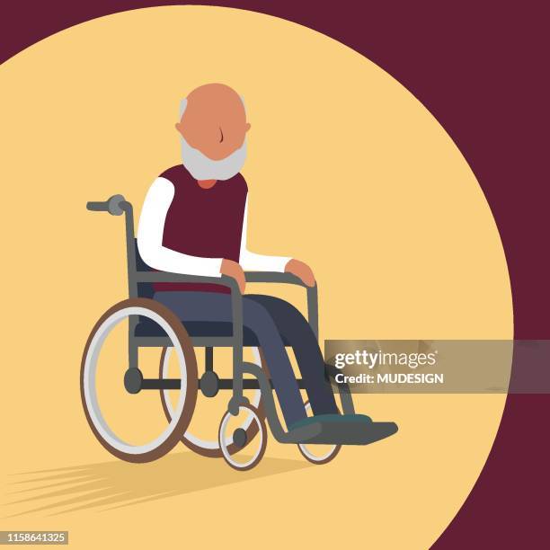 stockillustraties, clipart, cartoons en iconen met gehandicapten stoel oude man - disabled access