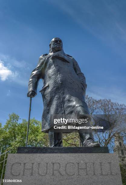 Statue, Winston Churchill, Parliament Square, London, England, Great Britain.