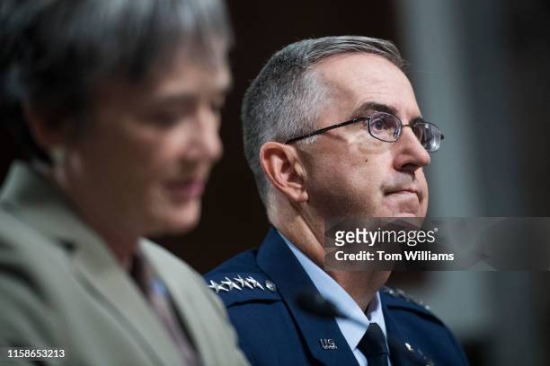 Heather Wilson, former secretary of the Air Force, introduces Air Force Gen. John E. Hyten, during his Senate Armed Services Committee confirmation...