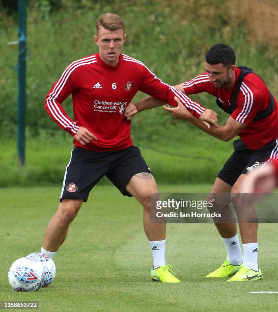 During a Sunderland AFC training session at The Academy of Light on July 30, 2019 in Sunderland, England.