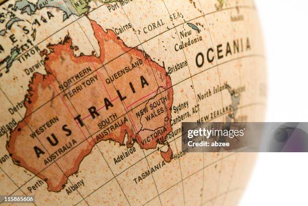 mini-globe australien, new south wales, - australia maps stock-fotos und bilder